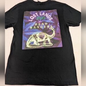 Lost Lands Head Bangers 2023 Black Concert Tee Dinosaur On Back Medium Unisex